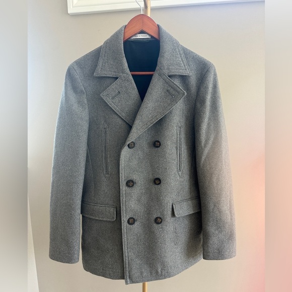 Lauren Ralph Lauren Classic Grey Wool Blend Pea Coat 16R Boys - Picture 1 of 11